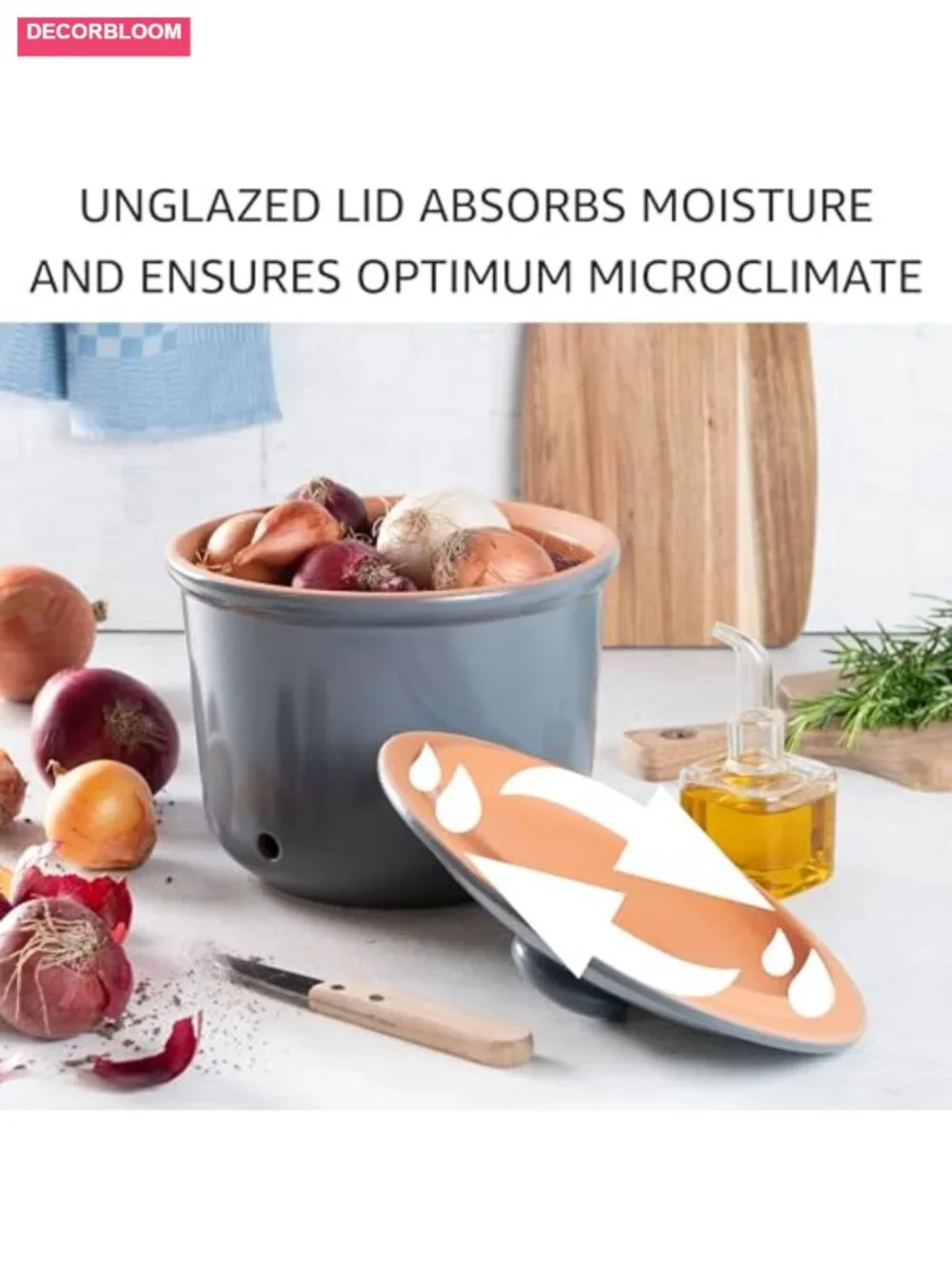 Clay Food Storage Set with Lids, Natural Air Conditioner, 3 Pots